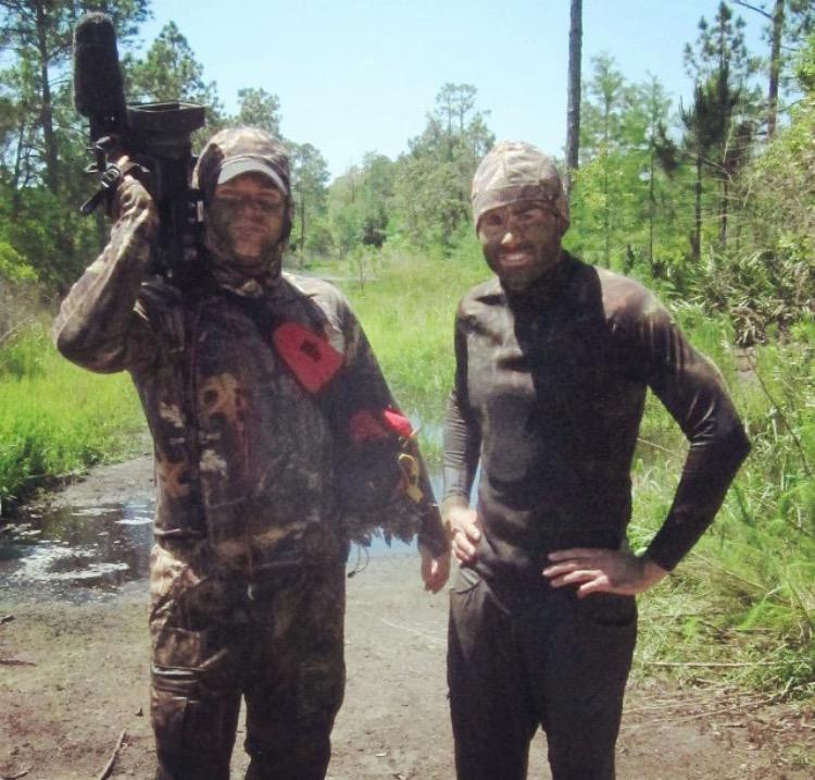 ApexPredatorTV's tweet photo. It takes 2 human gators to film this type of approach, #ApexPredatorTV director @danieldoty &amp; @RemiWarren post-stalk! http://t.co/m6aaWolBSX