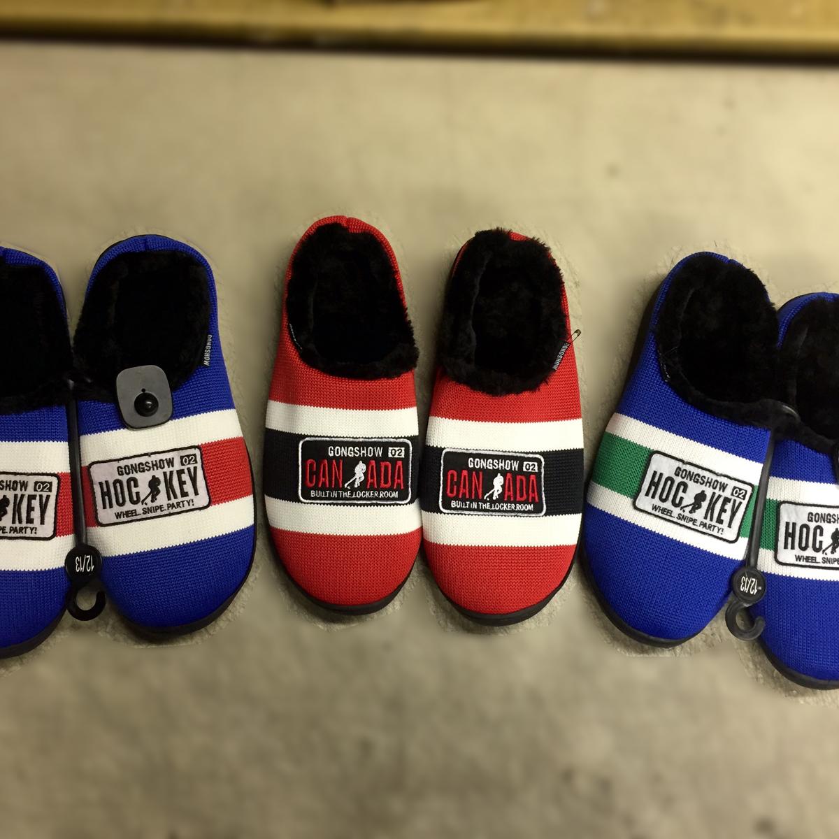 cyclonetaylor's tweet photo. .@GregFBT, will have you these @GongshowGear slippers for Monday! Perfect addition to that hot tub... ;-) #Canucks http://t.co/nO1YGA6TJx