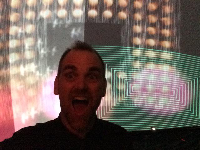 lightthemusic's tweet photo. Steve setting up on the IMAX in Richmond for @RVAMakerFest pre-event party #LighttheMusic http://t.co/N6SOkxudUL