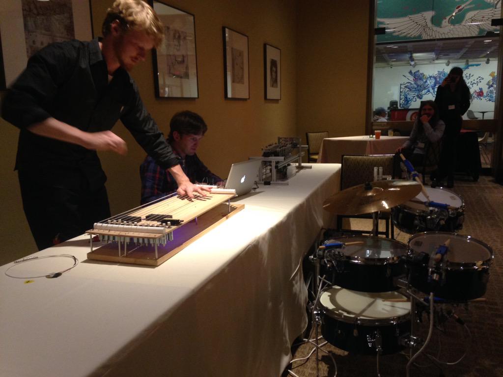 PhansenH's tweet photo. Interactive 21st century bodies: @scottbartonmusi and @NateTuckerMusic perform at @WorcesterArt for @WPI conference http://t.co/7wu2jMH31e