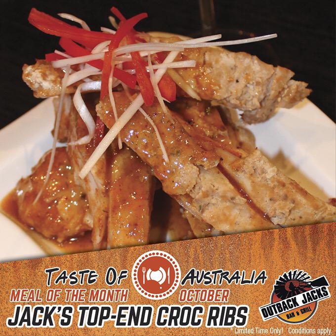 OutbackJacks's tweet image. Meal of the month! Taste of Australia Top-End Croc Ribs #yum #food #outbackjacks