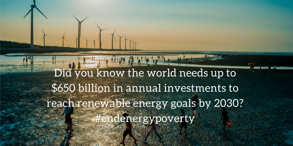WorldBankGroup's tweet photo. The world needs up to $650B in annual financing to reach renewable energy goals. Event: http://t.co/W6X3e9x7nk #SDG7 http://t.co/Fyb3CRENQu