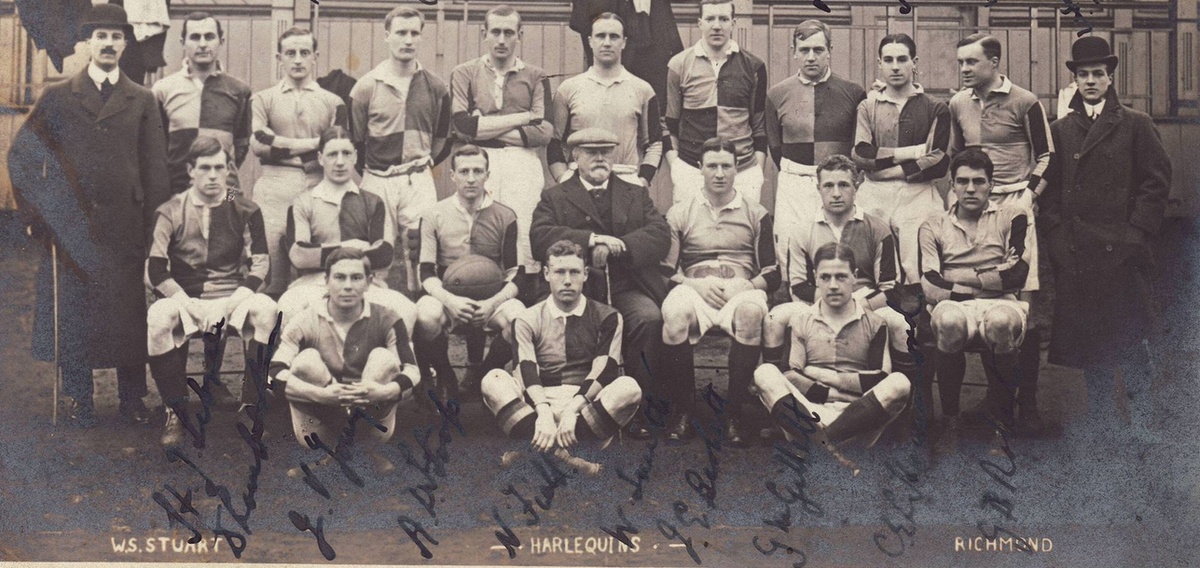 DelMody's tweet photo. The first rugby match at Twickenham was played today, in 1909 (Harlequins v. Richmond) #RWC2015 @rugbyworldcup http://t.co/TJdFkGBdxP