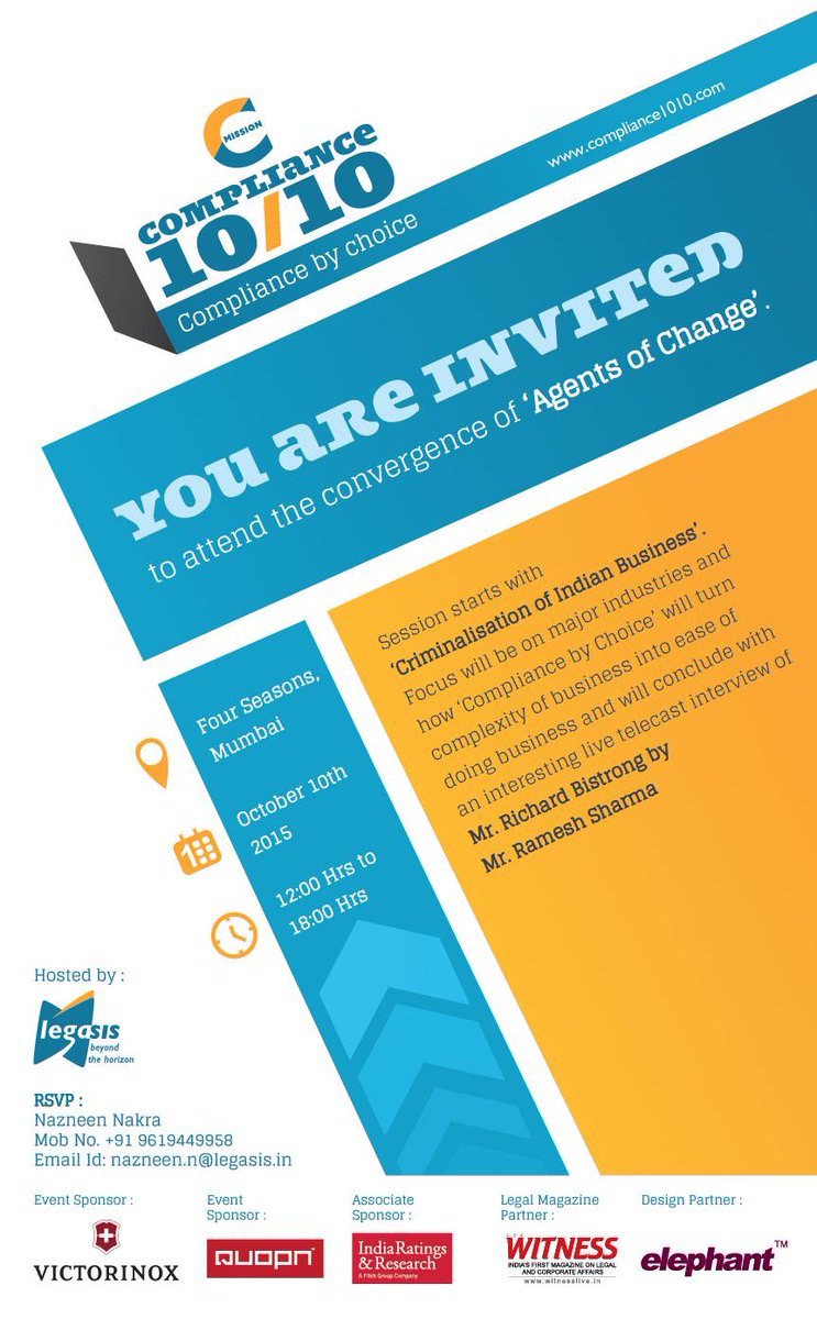 Legasis spreads culture of compliance and Ethics in Indian corporate world . Celebrates on 10/10 2015