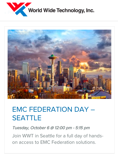 devereyd's tweet photo. Join us 10/6 in Seattle for a hands-on education day! #FEHC, #XtremeIO, #VSPEX @EMCcorp
http://t.co/Guj1owvtya http://t.co/blV7tVrJFK