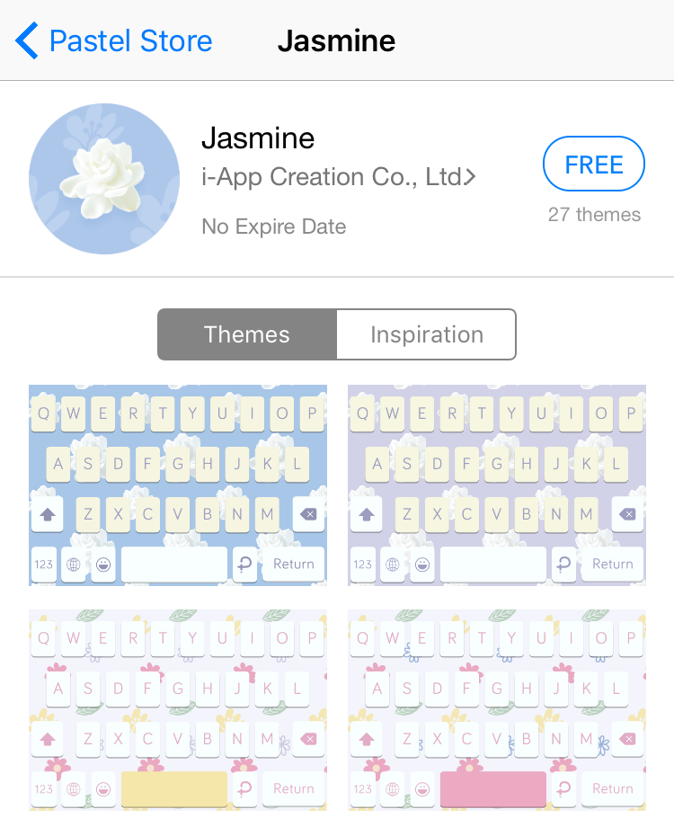 iAppCreation's tweet photo. 🆕 New Arrival: Jasmine Pack. Download at Pastel Store (Pastel Keyboard) #pastelkeyboard http://t.co/EdEwqEML3R