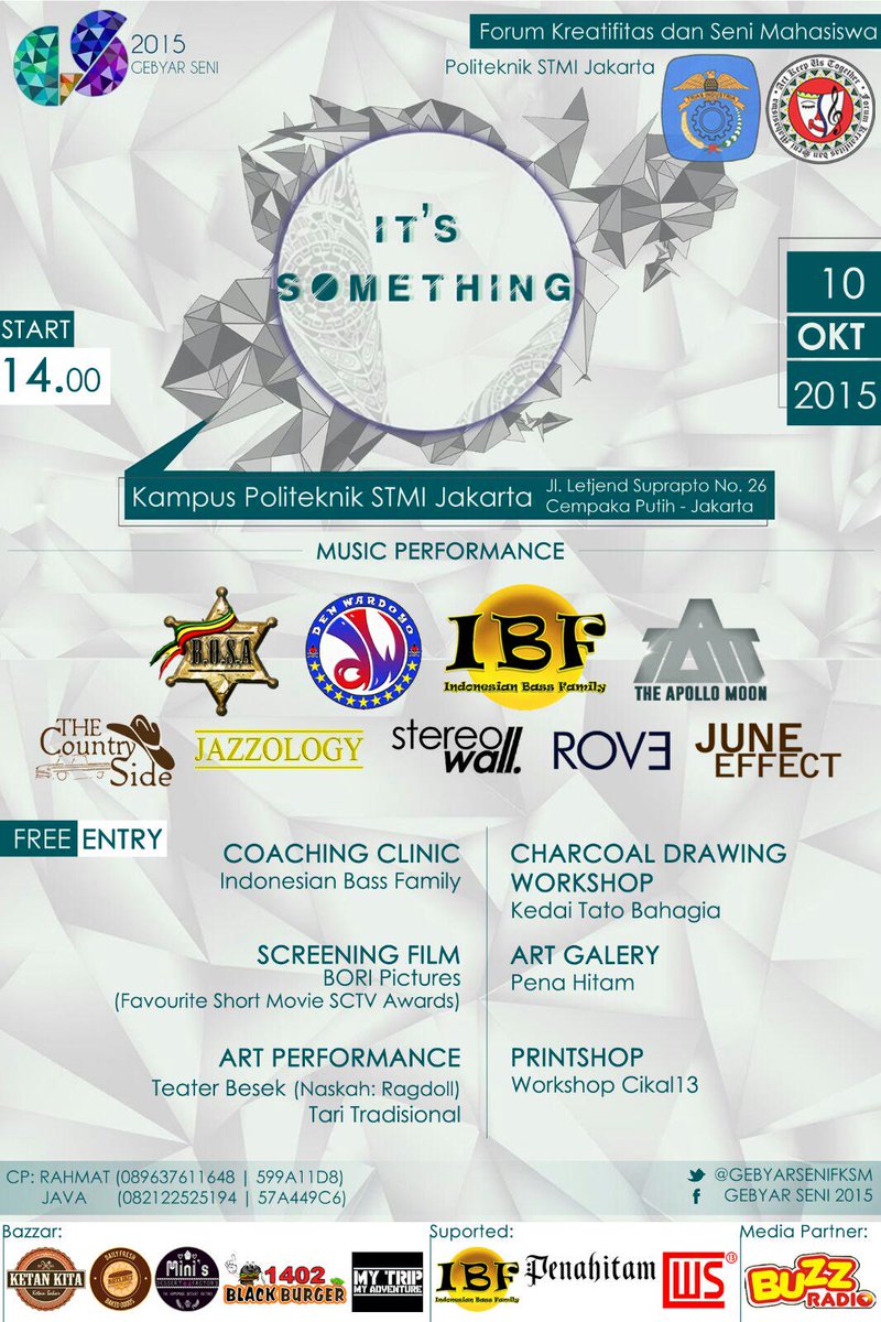 Yuk dateng tgl 10 oktober 2015 di kampus Politeknik STMI jkt...ibf bekasi bakal perform disana !!!