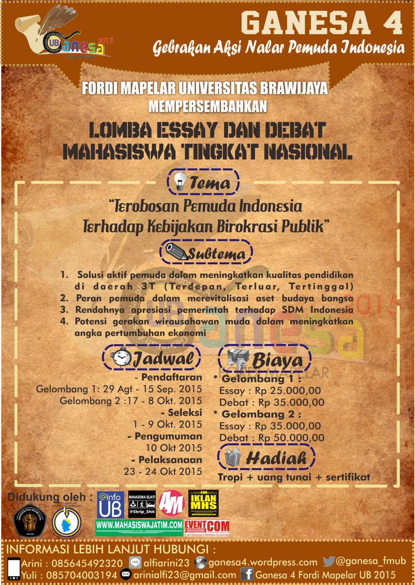 FMUBGanesa4's tweet photo. untuk kalian yang belum sempat mendaftar GANESA4 ! Pendafatarn DIPERPANJANG hingga 4Oktober 2015 @mahasiswajatim http://t.co/qb2tunH97R