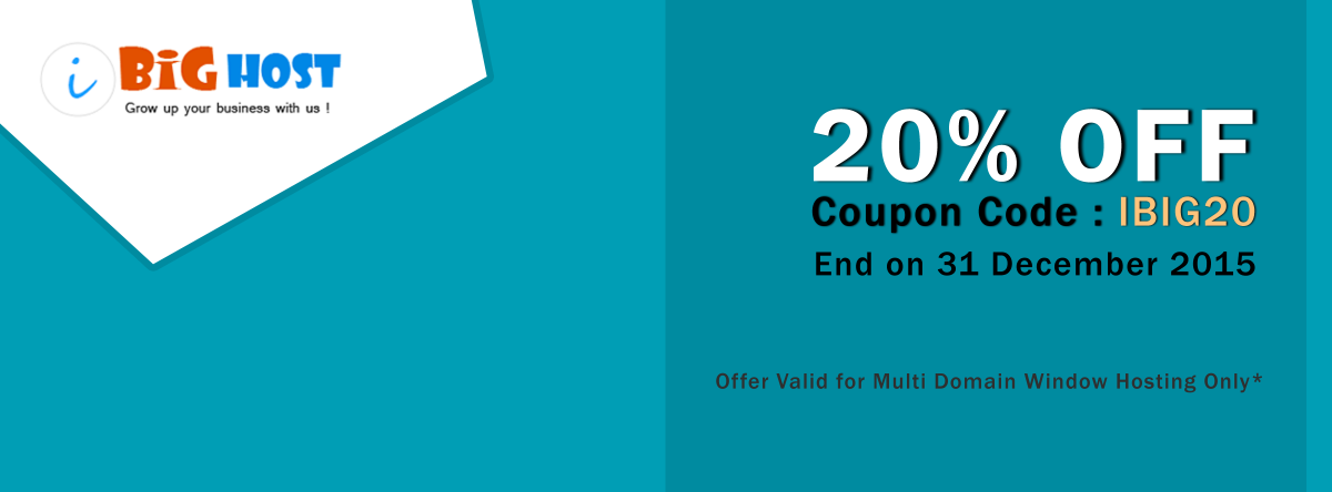 iBighost's tweet photo. @iBighost 20% OFF On Multi Domain Window Hosting | Coupon  Code : IBIG20 http://t.co/llOziZYJ6T