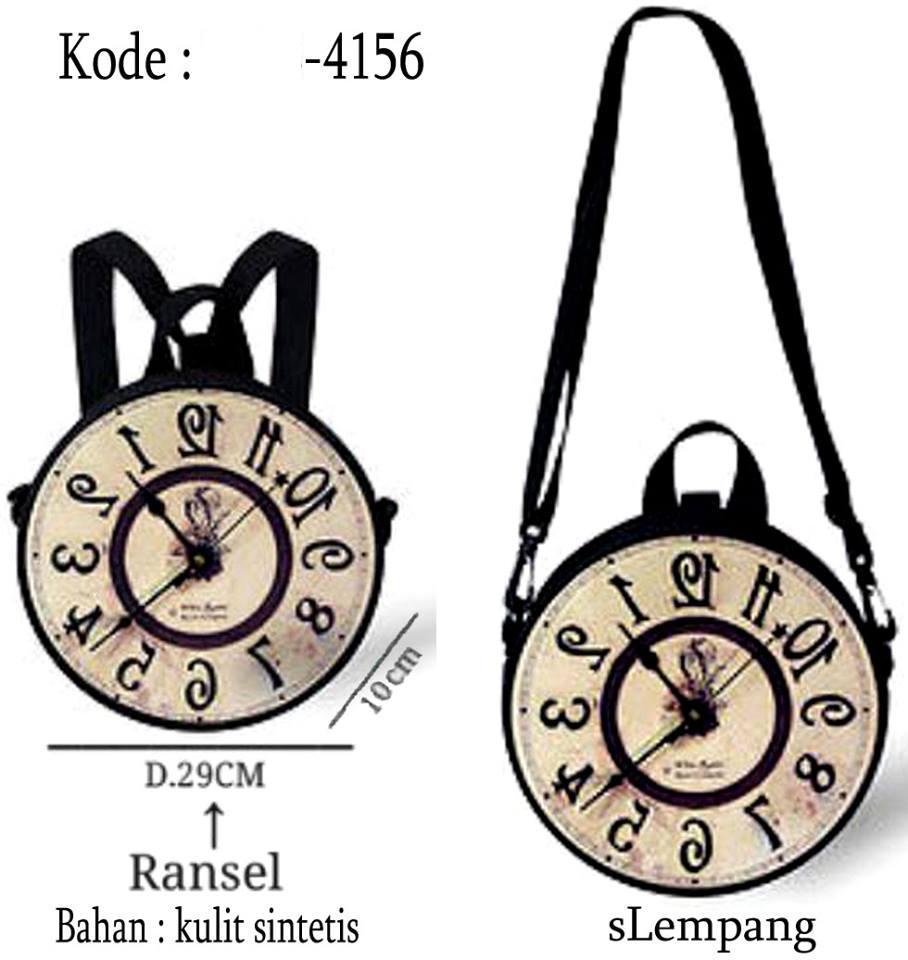 Tas Clock 2 (Bs ransel/selempang 2 in 1) Bahan kulit sintetis. Diameter 29 lebar 10 Order pin:2875654C / 082218811687