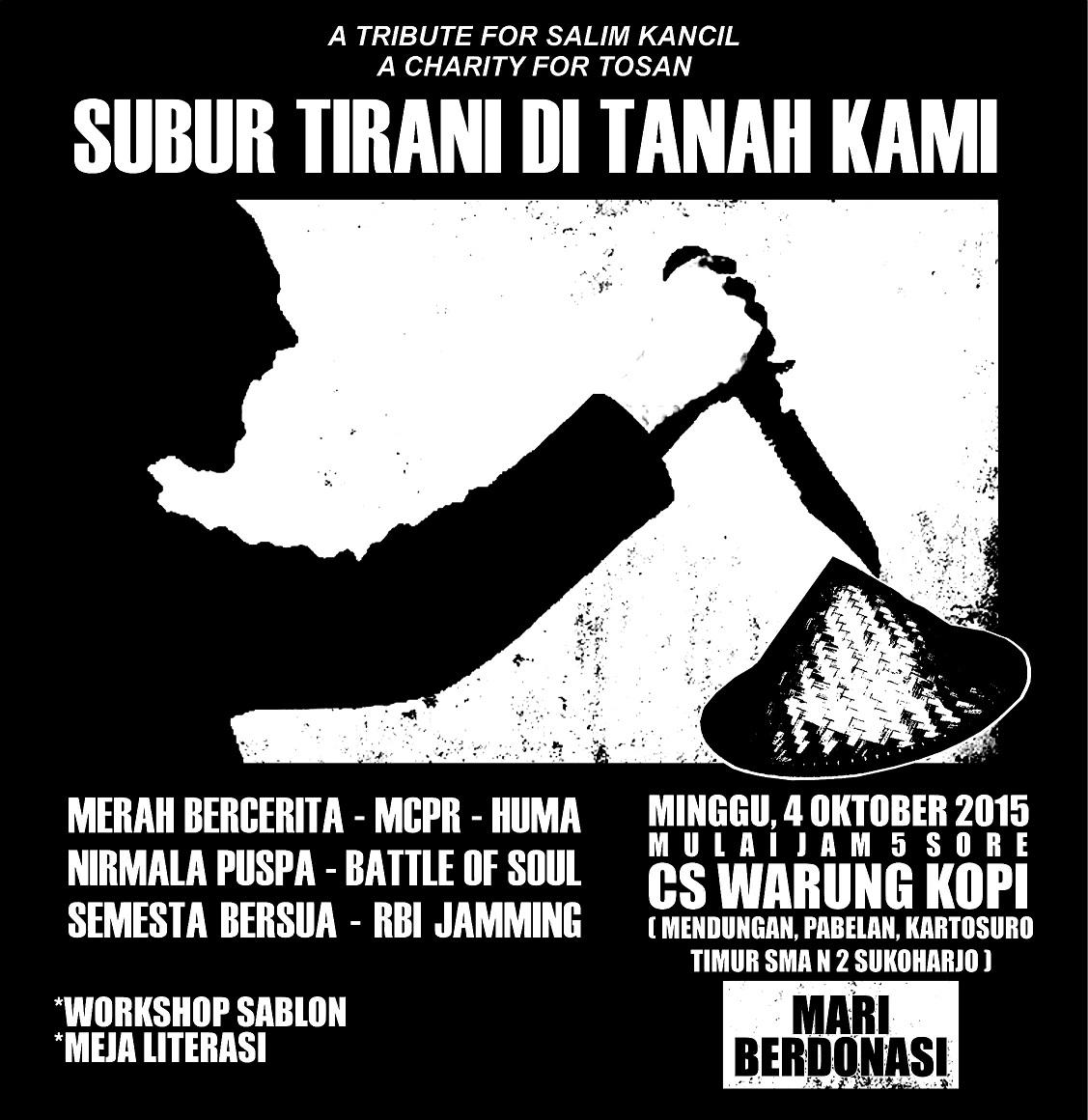 Kami akan bermain di acara malam donasi korban tragedi lumajang. minggu 4 oktober 2015. #SalimKancil #Tosan #lumajang