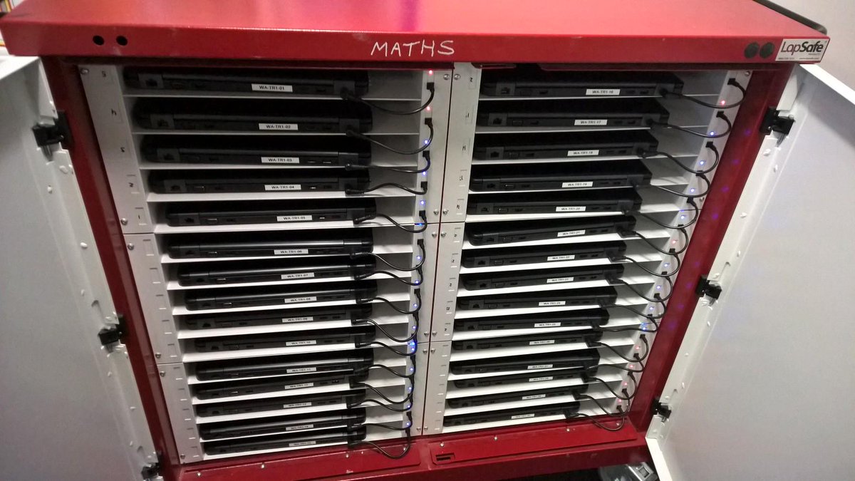 TrustIT's tweet image. The Maths trolley at Wardle Academy is all up and running with new laptops. Thanks @LapSafe for the nice neat job!