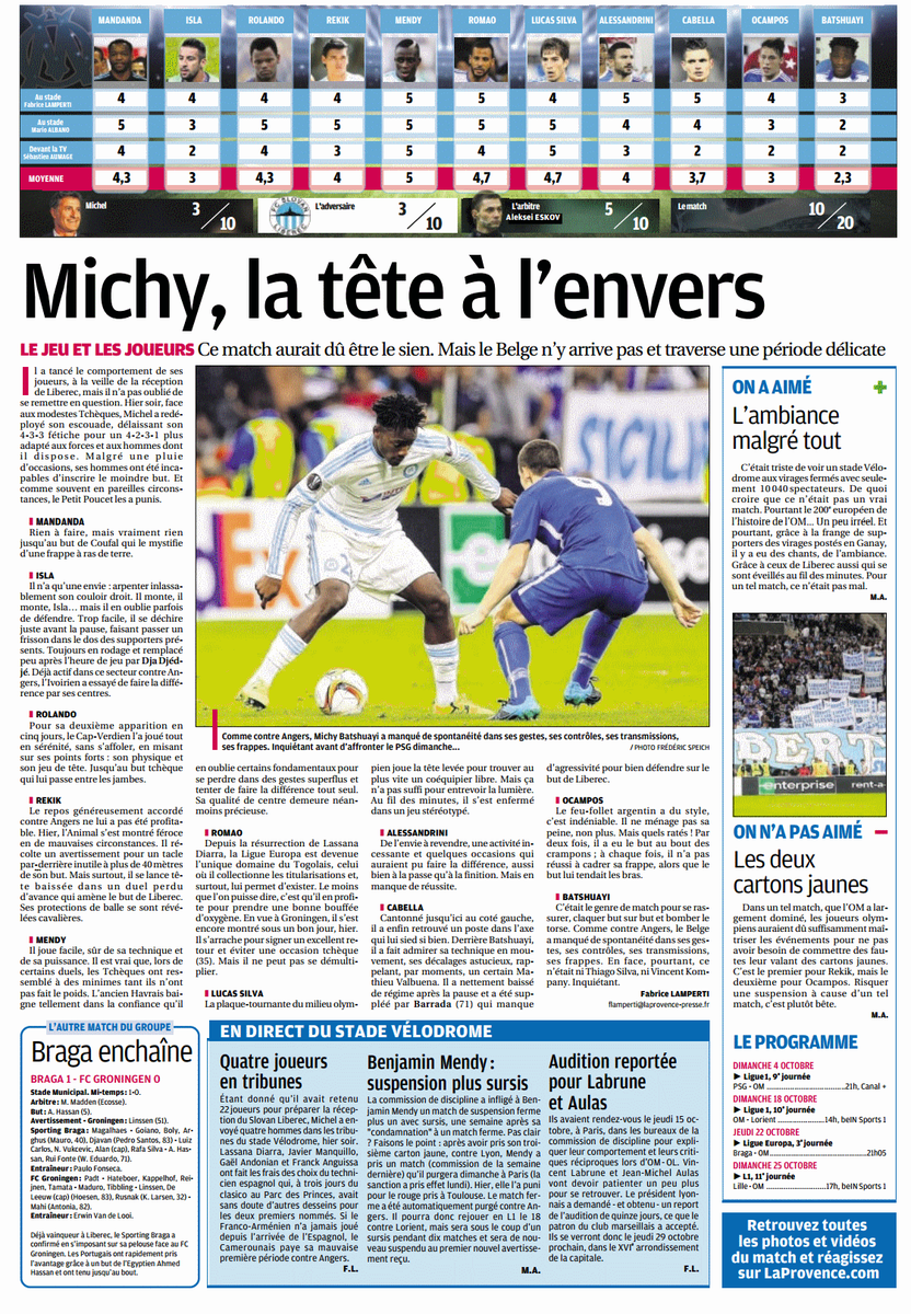 Beye13's tweet photo. Notes et appréciations de @OMLaProvence après #OMLIB. #TeamOM http://t.co/3FB6Lanh6Q