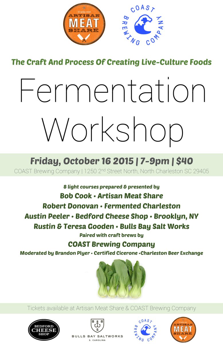 fermentedchs's tweet image. Want to learn a little about fermentaion and its many awesomnesses? Well... Tix @COASTbrewing and  @AMScharleston