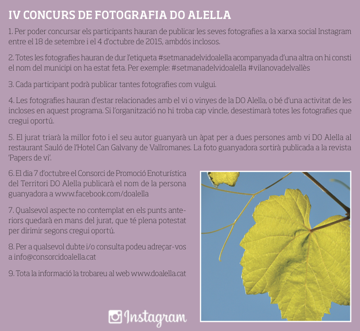 Ja has participat a Instagram al concurs de fotografia de la #SetmanaVi @DOAlella ?