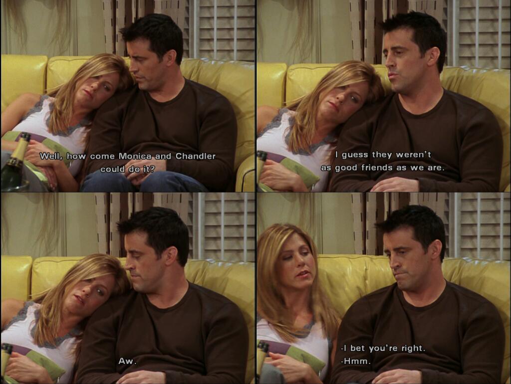 Fan on Twitter: "#Rachel: How come Monica & Chandler could do it? #Joey: I guess they weren't as good friends as we are. #FRIENDS http://t.co/BMxhPcAUgI" / Twitter