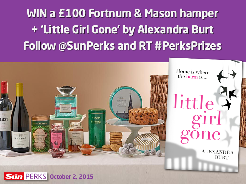 TheSunSavers's tweet photo. WIN a @CrimeFix #LittleGoneGirl &amp; @Fortnums hamper! Follow @SunPerks + RT by 3pm #PerksPrizes http://t.co/LffBSz7ITq