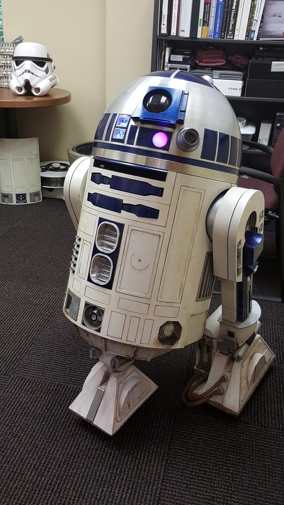williamson_inc's tweet image. R2D2 greets us on #MFGDay15 tour. A personal replica built by #FlashTechnology engineer. (StormTrooper photobomb)
