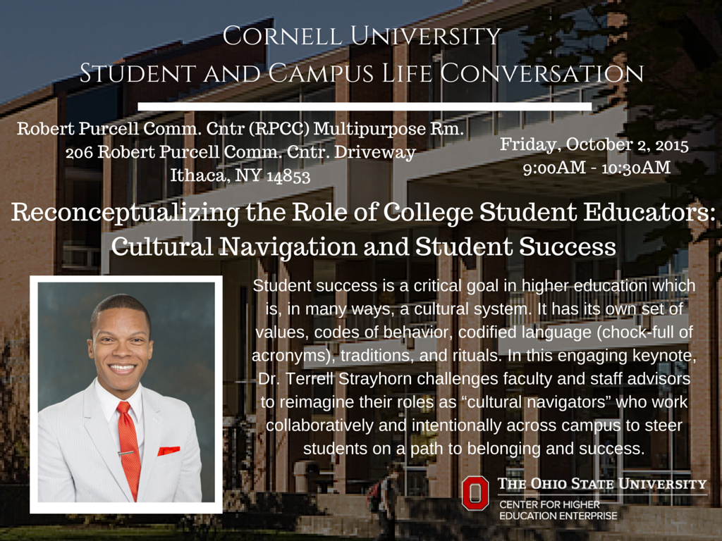 tlstrayhorn's tweet photo. Today's topic? Student educators in #HigherEd acting as tools for #CulturalNavigation @Cornell http://t.co/sUZ7szMkEQ