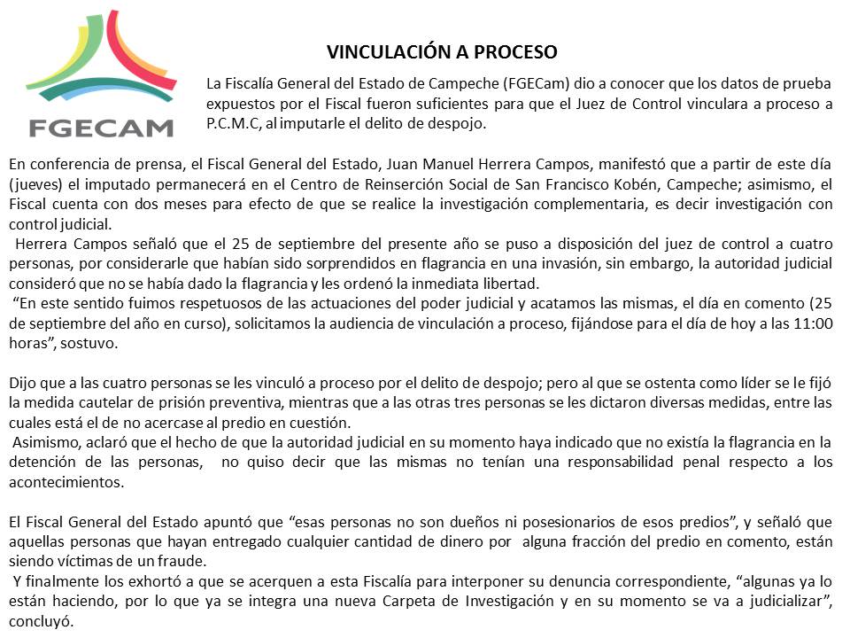 Fge_campeche's tweet photo. #FGEC Vinculación a proceso por el delito de despojo a P.C.M. @alitomorenoc http://t.co/rhNp5zDHb8