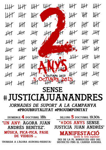 Aquest dilluns 19.30h Pl Bonsucssés tothom al carrer CRIDEM #JusticiaJuanAndres #Nosaltres no oblidem!
