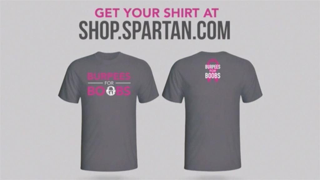 coachcaseyfit's tweet photo. Order your @SpartanRace #burpeesforboobs shirt and support those affected by BC. #pinktober http://t.co/fMKhUVkFAn