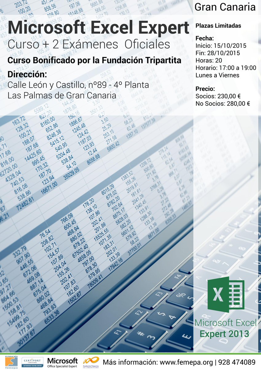 femepaformacion's tweet image. Curso #MicrosoftExcelExpert #GranCanaria #Femepa, #MicrosoftOffice #Specialist, reserva goo.gl/oux05k