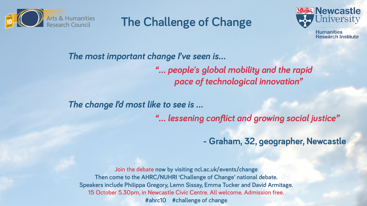 nuhri_ncl's tweet photo. Join our @ahrcpress #challengeofchange debate too: http://t.co/jPzV8bnNU6 #ahrc10 #globalMobility #LessConflict http://t.co/NF4vYVP7tm