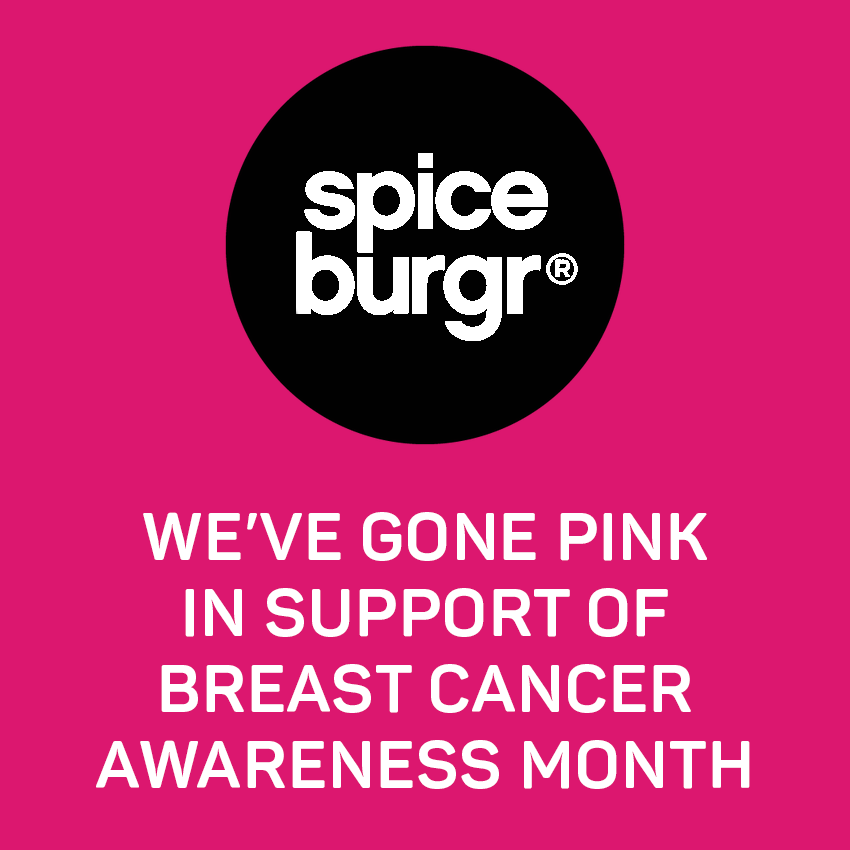 SpiceBurgr's tweet photo. We're all in this fight together, Spice Burgr goes Pink this month! http://t.co/2idMVq2yWt