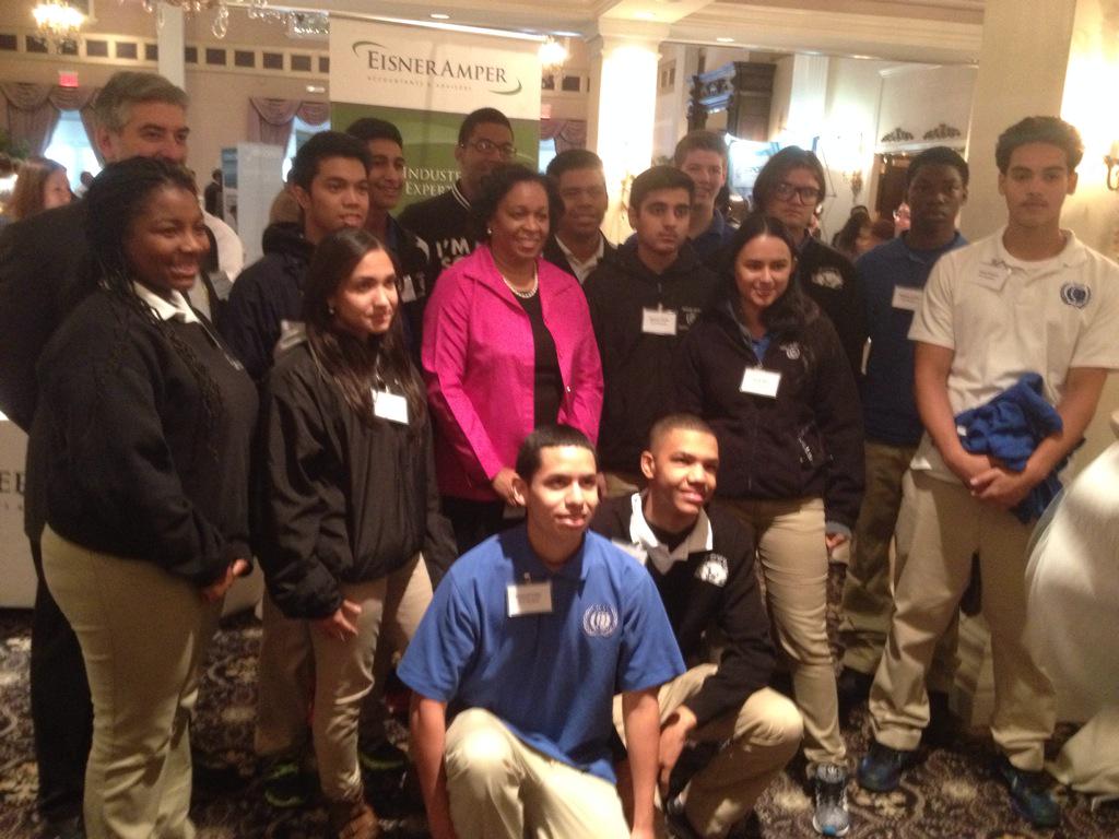 NJMEP's tweet photo. MEP Director Carroll Thomas with PCTI students. The future manufacturing workforce! #MFGDay15 @NIST_MEP @MfgDay http://t.co/WUGcXpn6oV