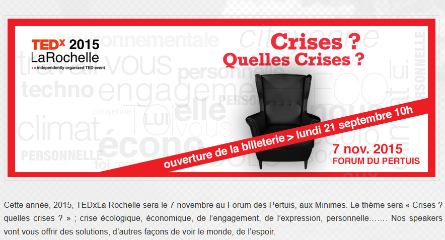 TEDxLaRochelle's tweet photo. Vous souhaitez contribuer à la diffusion d'idées innovantes, RT ce message #objectif100RT http://t.co/kWZs4rRk94 http://t.co/iYlGAmiFd6