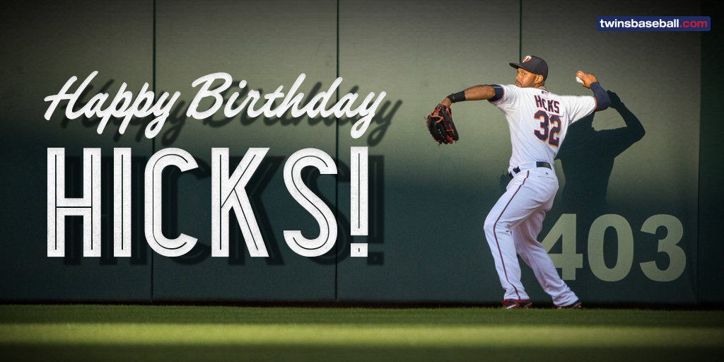 Twins's tweet photo. RT to help us wish @AaronHicks31 a very happy birthday! http://t.co/z9nm22Xwib