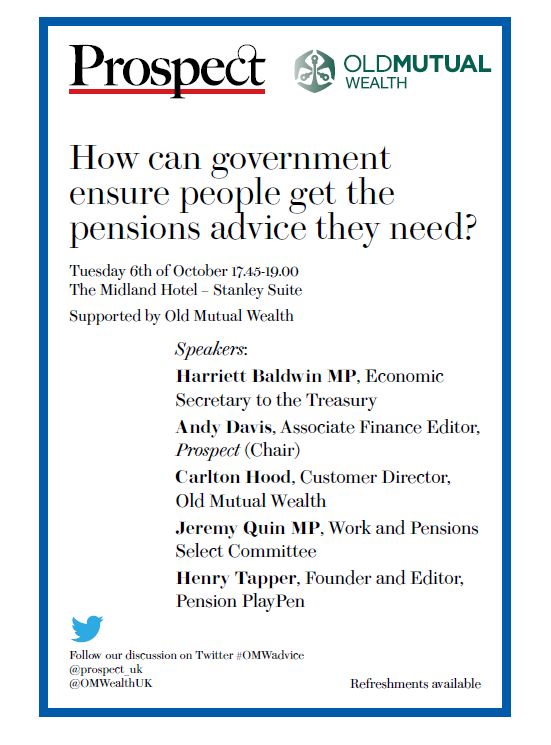 How can government ensure people get the right pensions advice? Join .@HBaldwinMP .@OMWealthUK .<a href="/carltonhood/">Carlton Hood 🏳️‍🌈</a> #cpc15