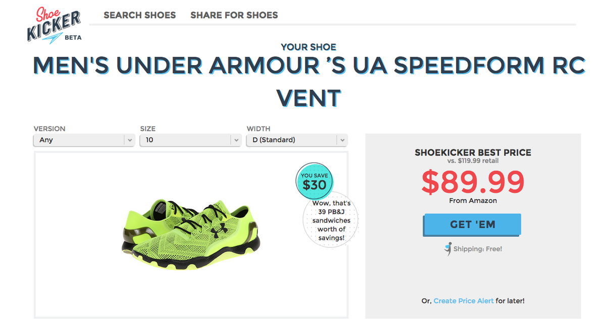 StartupBunny's tweet photo. SHOE KICKER : Find the internet's best prices on #running #shoes. http://t.co/lHxOnj2fv8 #startup #tech http://t.co/V3mHydLAwv