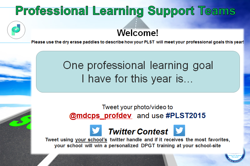 mdcps_profdev's tweet photo. Congrats to the #PLST2015 Twitter winners of school-site DPGT Training! NORTH: @hghs_gladiators  SOUTH: @sr_reef http://t.co/vqzYZm6mNa