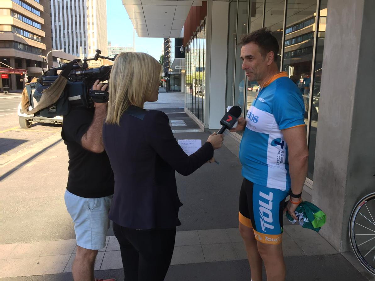 #tourxoz Neil Jackson being interviewed by Channel 7 for @theblackdoginstitute