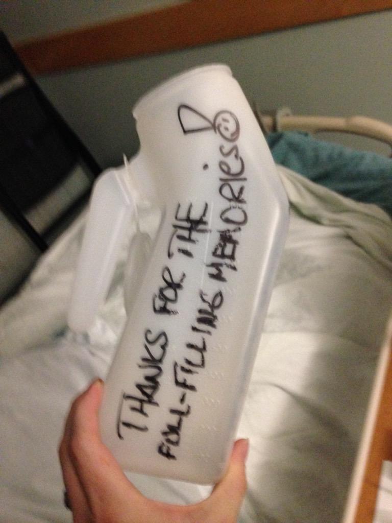 MountainERNurse's tweet image. I was very strict about measuring all output so my patient wrote this on his urinal..  #ERProblems