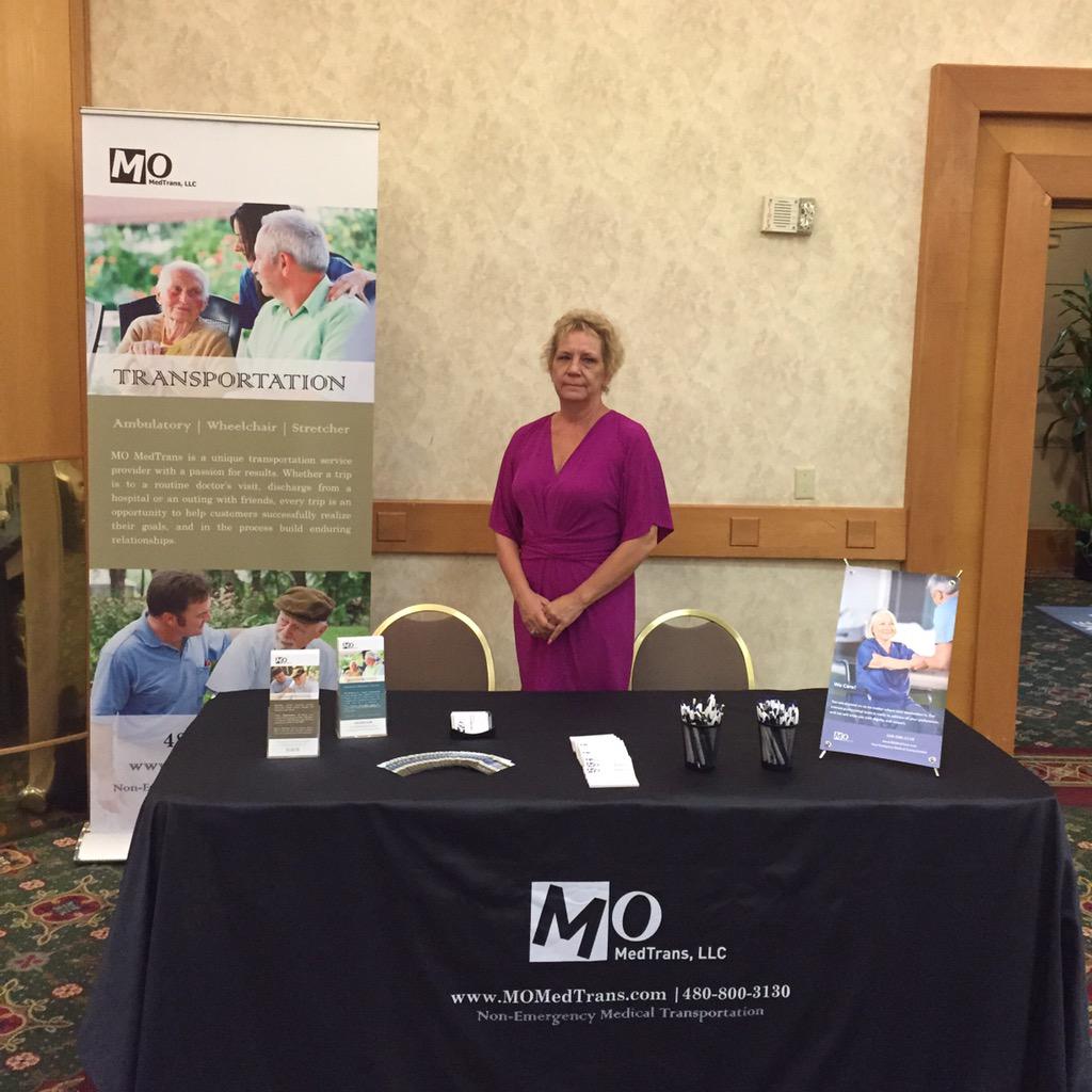 MOMedTrans's tweet photo. Visit our booth today at the #AZNHA annual conference. Ask Kay about our #MedicalTransportation services.#homehealth http://t.co/LSSHJZT8Ik
