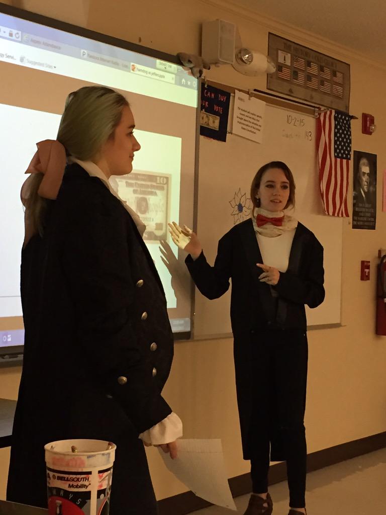 APHonorsWarrior's tweet photo. An Alexander Hamilton &amp; Thomas Jefferson sighting in HUSH campaign tour http://t.co/GKkOh7b3II
