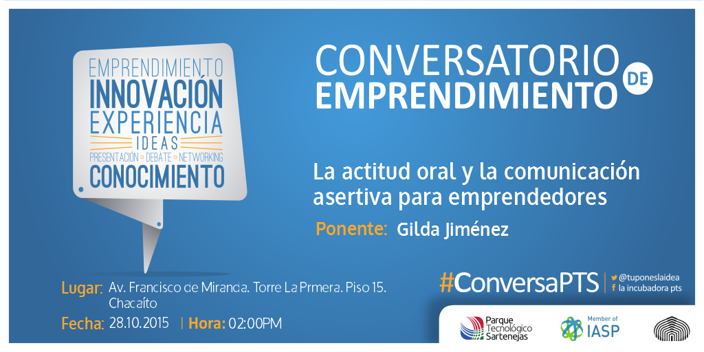 tuponeslaidea's tweet photo. Llegó #ConversaPTS octubre. Conversa con Gilda Jiménez sobre la Actitud oral para emprender. http://t.co/rdLKuwgPyH http://t.co/V2X1ZP71qC