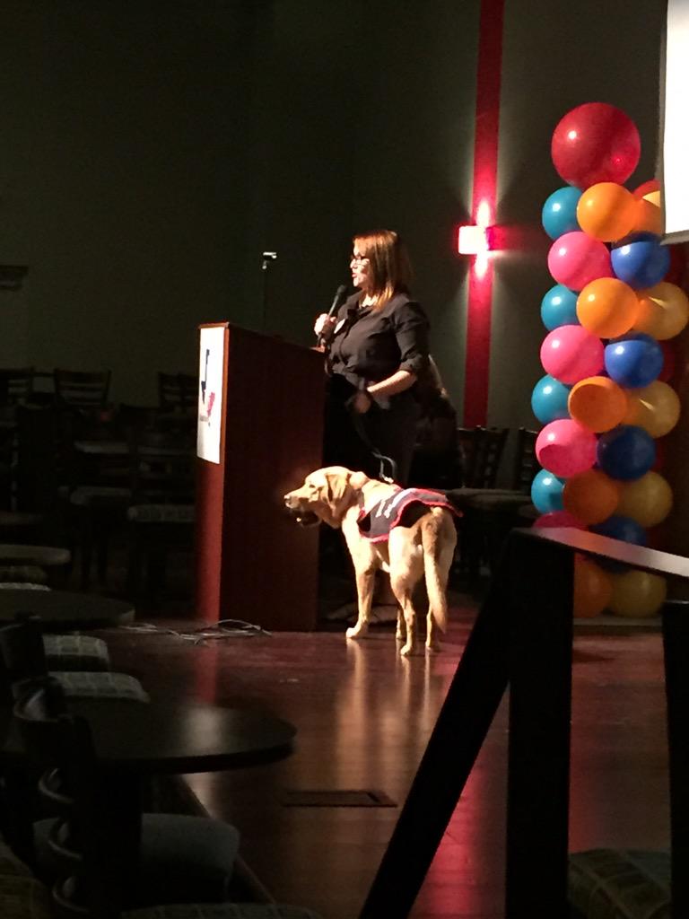 bestdogsinsight's tweet image. Board member Sarah Miller and  Bailey take the stage next! #GuideDogsOfTexas #freedombeyondsight #gdtx