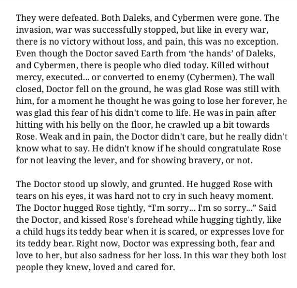 || This is the best I could write. I'm rusty. I hope you like it. <a href="/thebadwclf/">Rose Tyler</a>