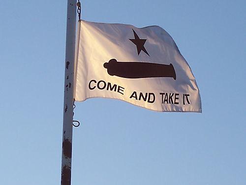October 2, 1835 Texas war for independence from Mexico began in Gonzales. This is the Gonzalez Flag. #comeandtakeit