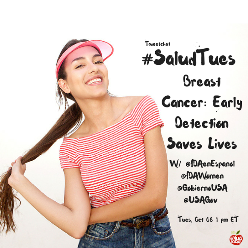 PublicHealth's tweet image. Today! #SaludTues chat on breast cancer prevention, warning signs+! 1PM ET