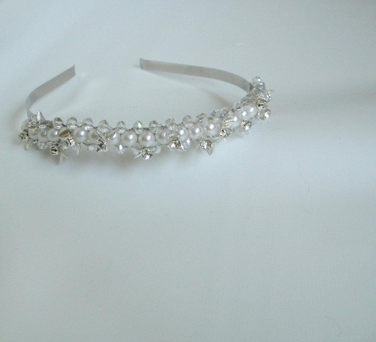 Rhinestone Pearl Bridal Tiara, Wedding Headband Vintage Upcyc… etsy.me/1rRe39l #handmade #VintageHeadpiece