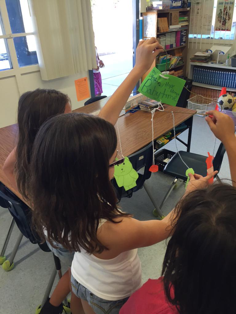 BigSpringsEl's tweet photo. Students working together to make a balanced mobile! #STEM Friday's are so fun! http://t.co/aH0wn6K175