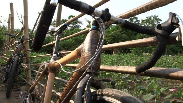 Bamboo bikes - lighter than steel, more environmentally friendly, and made in Ghana bbc.in/1OMerCJ