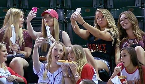 usweekly's tweet photo. These sorority sisters can't stop taking selfies at a baseball game and it's fascinating: http://t.co/tT3PbwBZmX http://t.co/Tsv1BarYIF