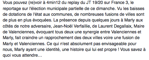 FabienThieme's tweet photo. Reportage @F3nord , à 4min sur l'élection Municipale de Marly et ma réaction ! Fusion… ou pas.http://t.co/joJQfgph7S http://t.co/iEdXLKnDcs