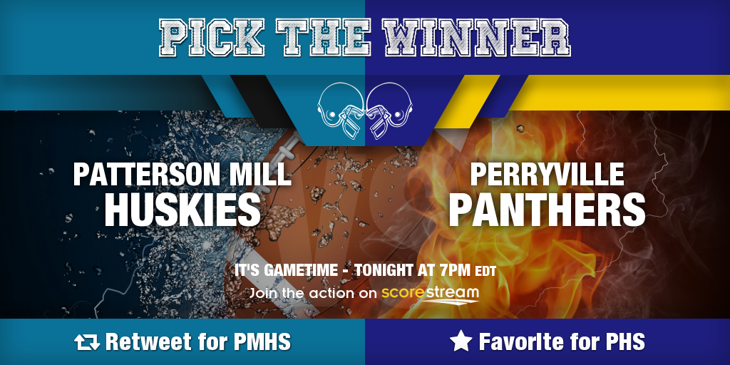 ScoreStreamNE's tweet photo. Who wins??
Retweet for Patterson Mill (@Pmillfball)
Favorite for Perryville
http://t.co/XM7UbN0V5T http://t.co/oSRst99vgH